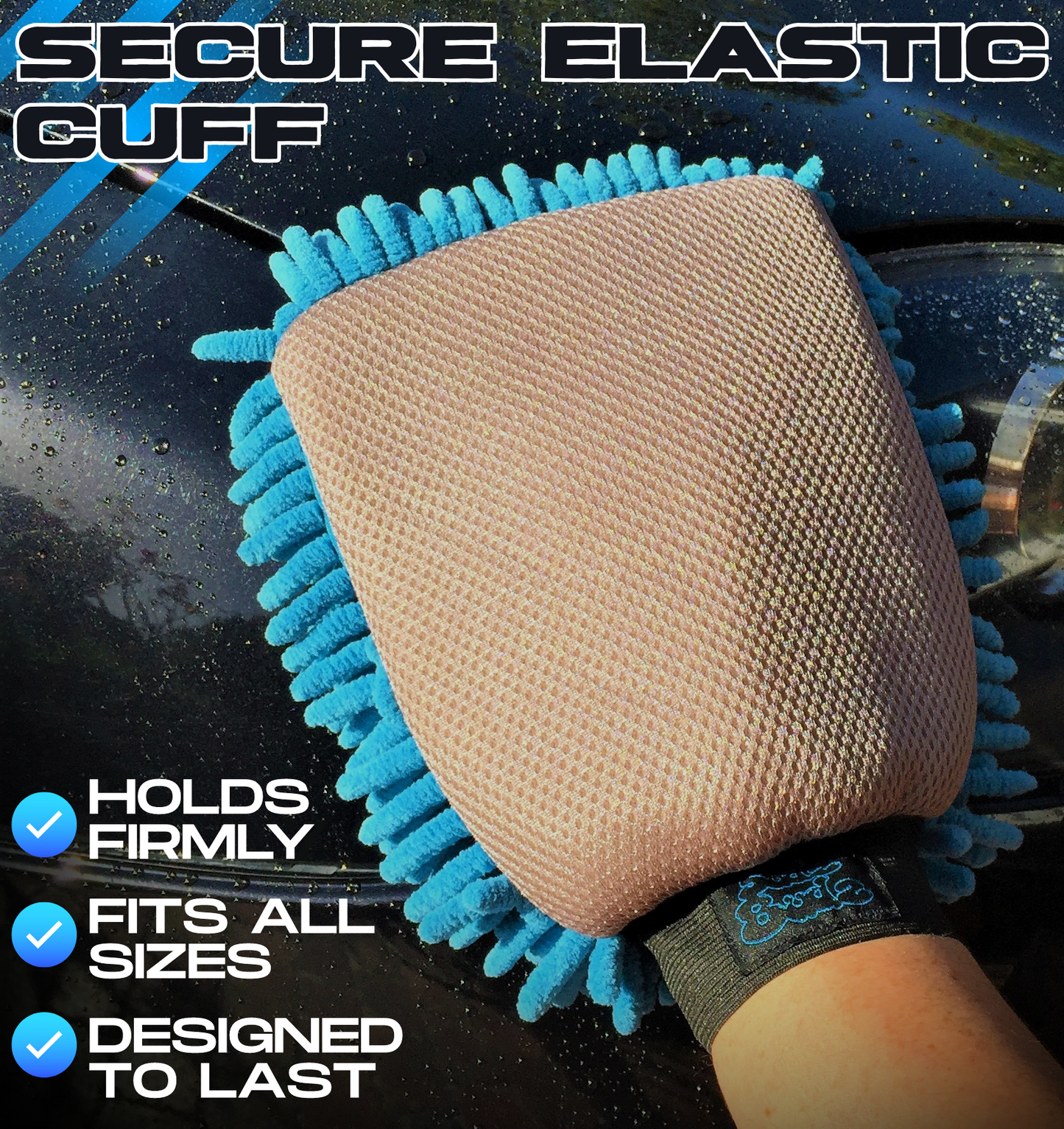 Sudz Budz® Premium Microfibre Chenille Car Washing Mitt 2 Pack | 2-in-1 Double-Sided Scrubber and Fleece Mitts. Soft, Durable, No Scratch, Lint-Free Washing and Detailing for Exterior Car Care
