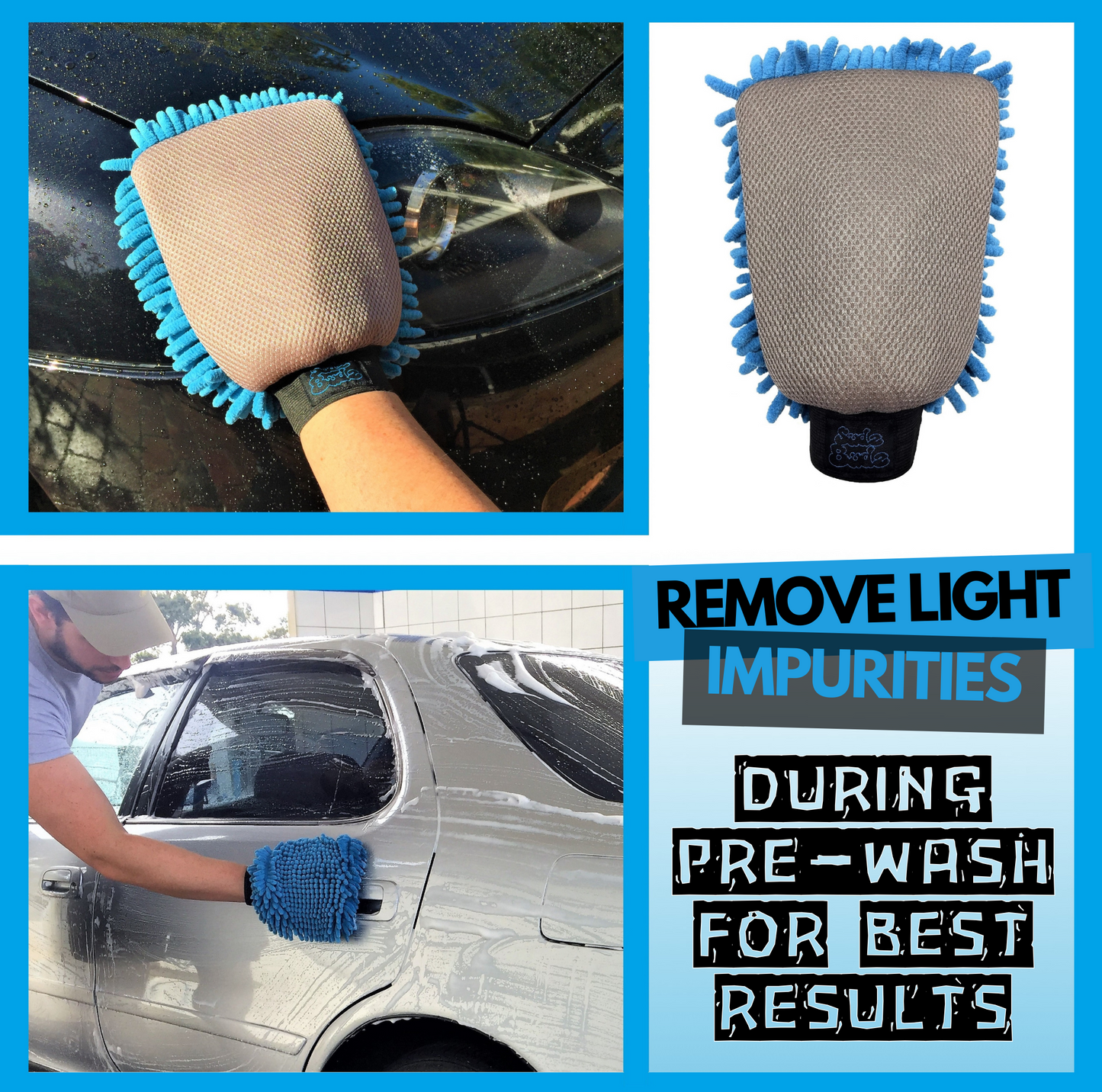 Sudz Budz® Premium Medium Grade Clay Mitt, Microfibre Wash and Scrubber Car Wash Mitt, 2pcs | Car Detailing Kit, Car Clay Bar Mitt Easily Removes Embedded Stains, Restores Shine and Silky-Smooth Finish