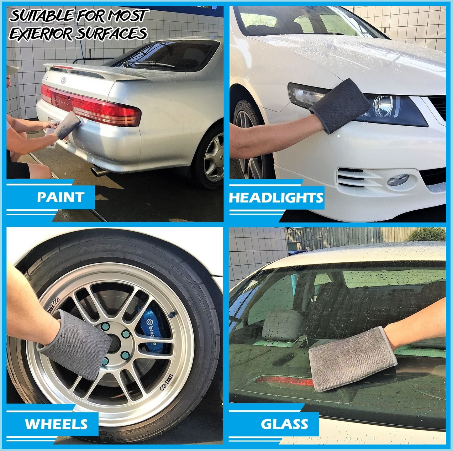 Sudz Budz® Premium Medium Grade Clay Mitt, Microfibre Wash and Scrubber Car Wash Mitt, 2pcs | Car Detailing Kit, Car Clay Bar Mitt Easily Removes Embedded Stains, Restores Shine and Silky-Smooth Finish