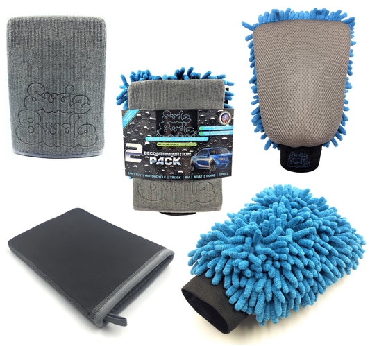 Sudz Budz® Premium Medium Grade Clay Mitt, Microfibre Wash and Scrubber Car Wash Mitt, 2pcs | Car Detailing Kit, Car Clay Bar Mitt Easily Removes Embedded Stains, Restores Shine and Silky-Smooth Finish