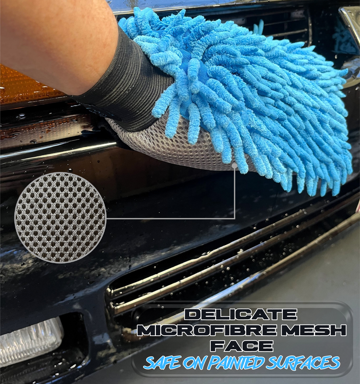 Sudz Budz® Premium Microfibre Chenille Car Washing Mitt 2 Pack | 2-in-1 Double-Sided Scrubber and Fleece Mitts. Soft, Durable, No Scratch, Lint-Free Washing and Detailing for Exterior Car Care