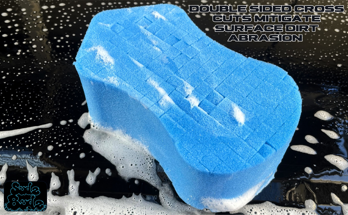 Sudz Budz® Premium Foam Ergonomic Grid Car Wash Sponge 1pc | Anti-Marring Sponge for Soap and Rinseless Washing | Cross-Cut, Easy Grip, Large Sponge. Durable, Soft, Scratch-Free Car Cleaning and Detailing