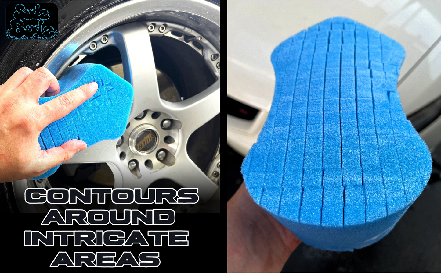 Sudz Budz® Premium Foam Ergonomic Grid Car Wash Sponge 1pc | Anti-Marring Sponge for Soap and Rinseless Washing | Cross-Cut, Easy Grip, Large Sponge. Durable, Soft, Scratch-Free Car Cleaning and Detailing