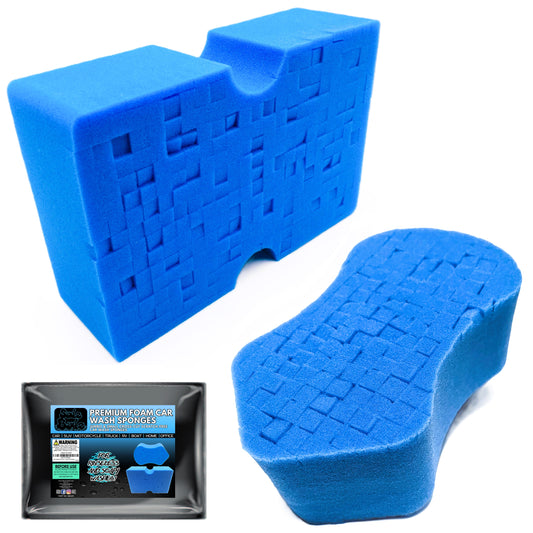 Sudz Budz® Premium Grid Car Wash Sponge 2pc Jumbo/Ergonomic | Anti-Marring Sponge for Soap and Rinseless Washing | Soft, Scratch-Free, Durable Foam | Cross-Cut, Ergonomic Sponges for Cleaning and Detailing