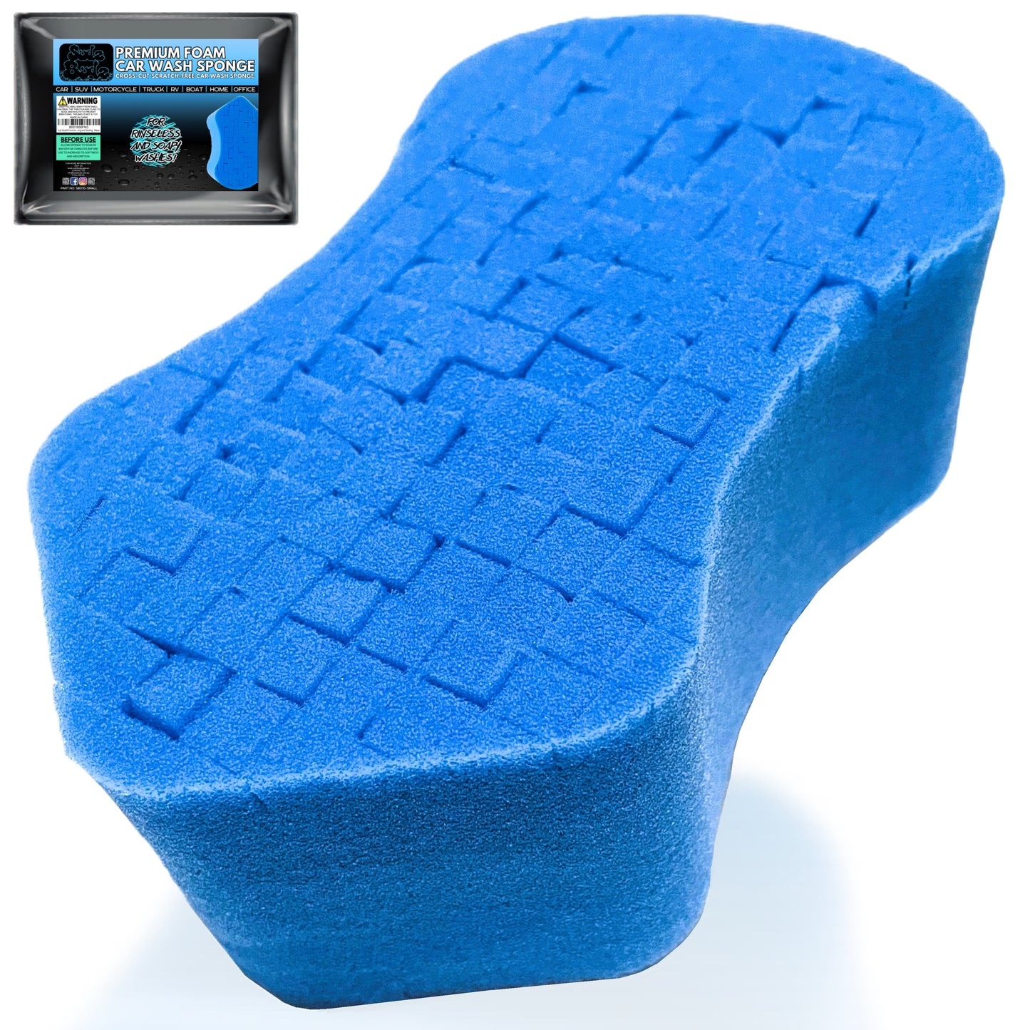 Sudz Budz® Premium Foam Ergonomic Grid Car Wash Sponge 1pc | Anti-Marring Sponge for Soap and Rinseless Washing | Cross-Cut, Easy Grip, Large Sponge. Durable, Soft, Scratch-Free Car Cleaning and Detailing