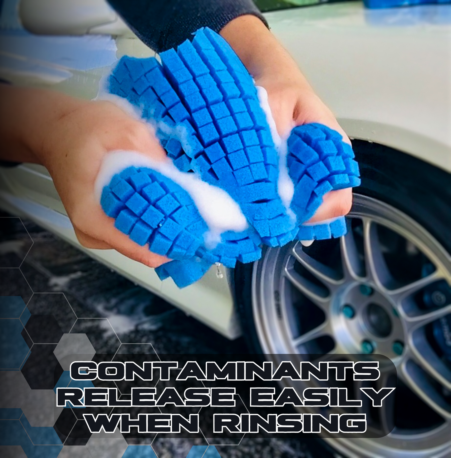 Sudz Budz® Premium Jumbo Foam Grid Car Wash Sponge 1pc | Anti-Marring Sponge for Soap and Rinseless Washing | Cross-Cut, Easy Grip, Large Sponge | Durable, Soft, Scratch-Free Car Cleaning and Detailing