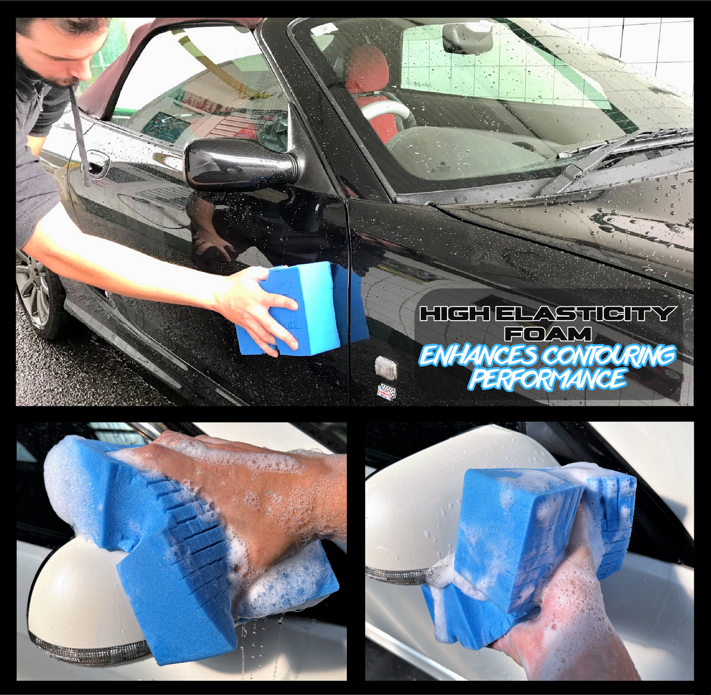 Sudz Budz® Premium Jumbo Foam Grid Car Wash Sponge 1pc | Anti-Marring Sponge for Soap and Rinseless Washing | Cross-Cut, Easy Grip, Large Sponge | Durable, Soft, Scratch-Free Car Cleaning and Detailing