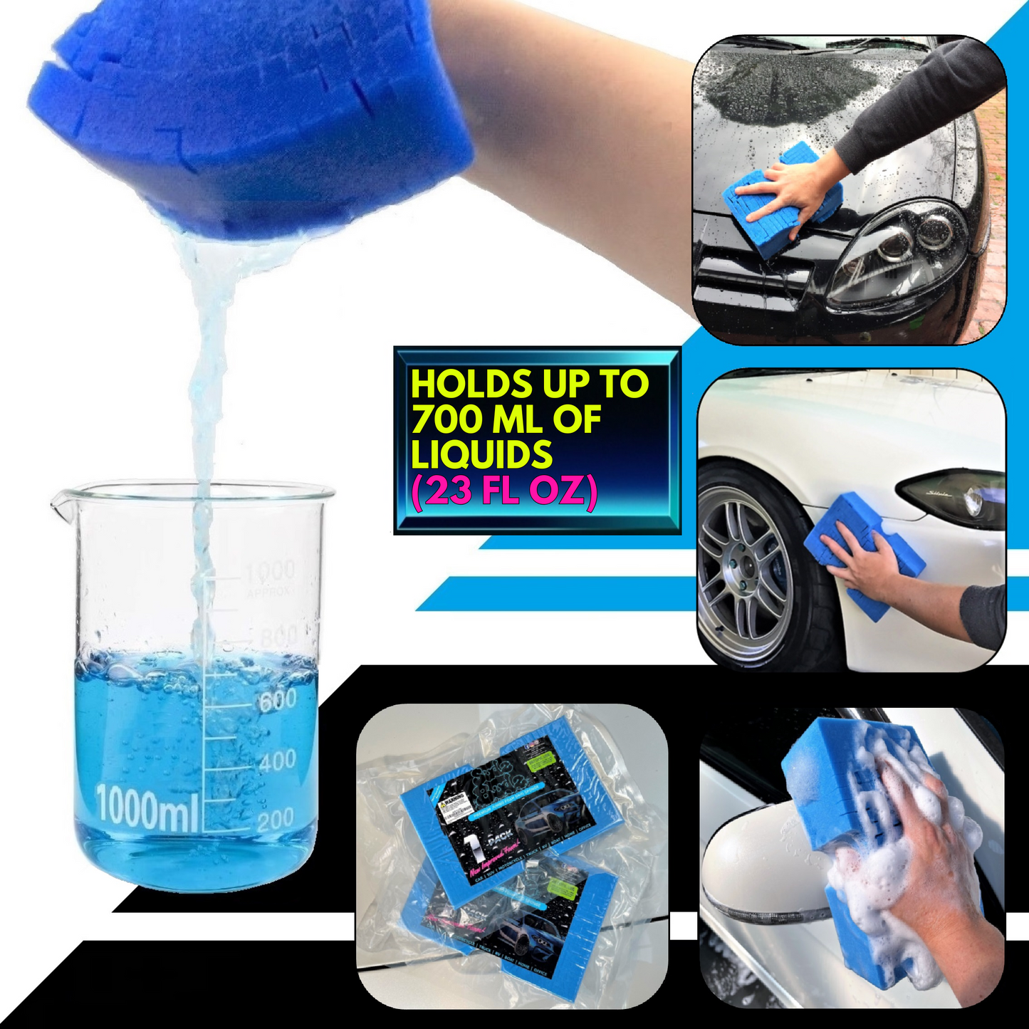 Sudz Budz® Premium Jumbo Foam Grid Car Wash Sponge 1pc | Anti-Marring Sponge for Soap and Rinseless Washing | Cross-Cut, Easy Grip, Large Sponge | Durable, Soft, Scratch-Free Car Cleaning and Detailing