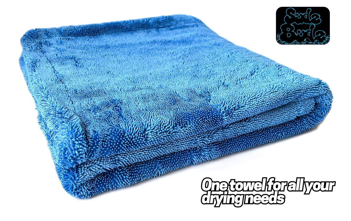 Sudz Budz® Premium Twisted Loop Microfibre Car Drying Towel XXL 1200GSM | 90 x 60cm Fast Streak-Free Drying, Ultra-Soft, Super Absorbent Cleaning Cloth | Thick, Dual-Sided, Edgeless, No Scratch Towel