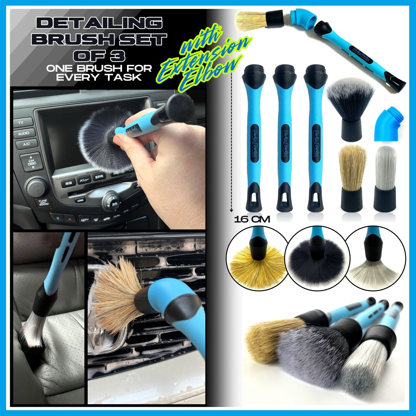 Sudz Budz® Premium Car Wash Kit 10pcs | Wash and Detail Mitt, Twisted Loop, Fluffy Towel, Glass Towel Set, Wheel and Detail Brush Set. Professional Cleaning Accessories for Exterior and Interior Car Care