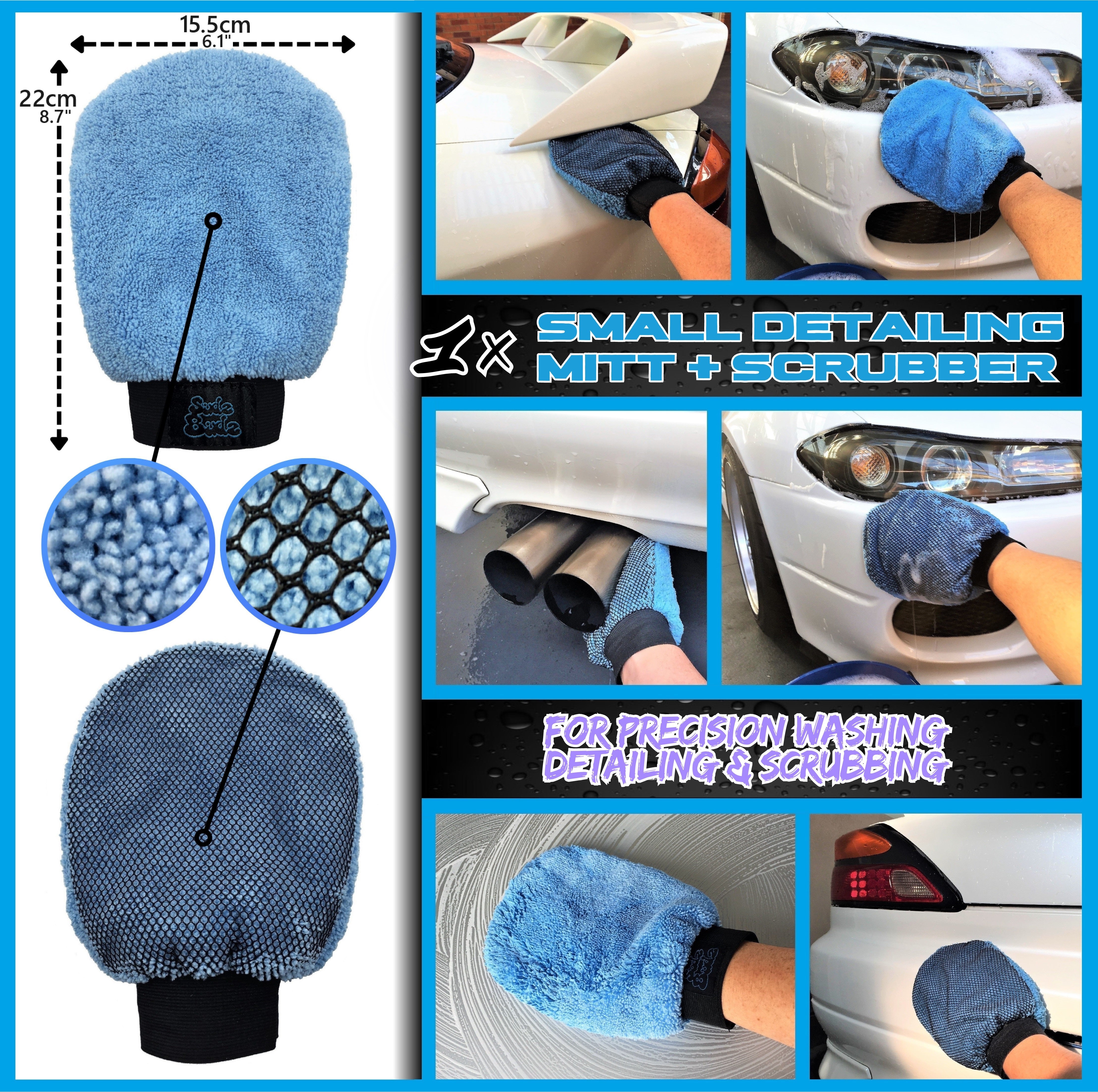 Sudz Budz 8-Piece Premium Car Wash Kit - Microfiber Mitts, Towels & Brushes For Professional Detailing