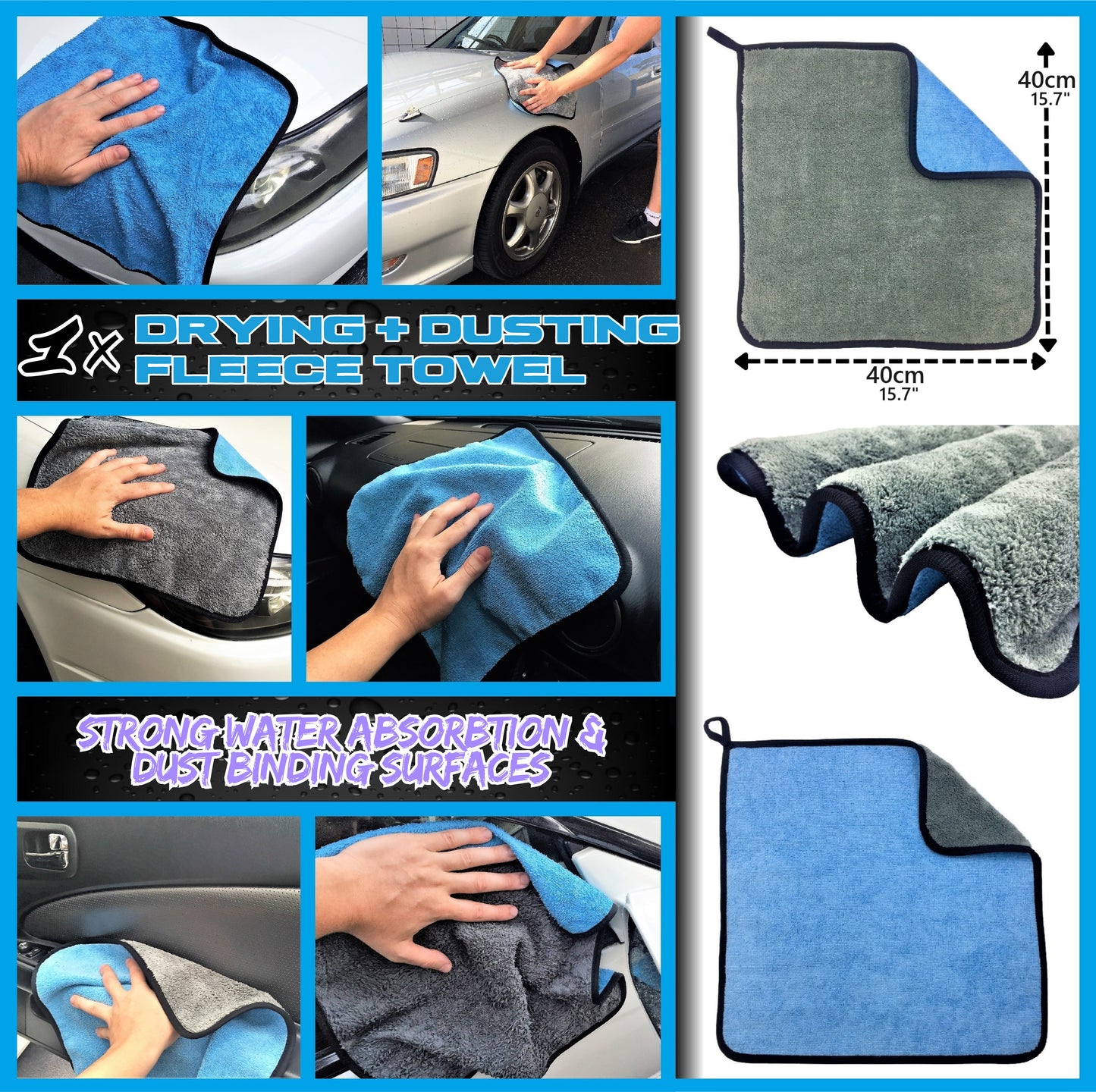 Sudz Budz® Premium Car Wash Kit 8pcs | Washing and Detailing Mitts, Microfibre Towels Set, Wheel Cleaning Brush, Detailing Brushes. Professional Detail Accessories for Exterior and Interior Car Care