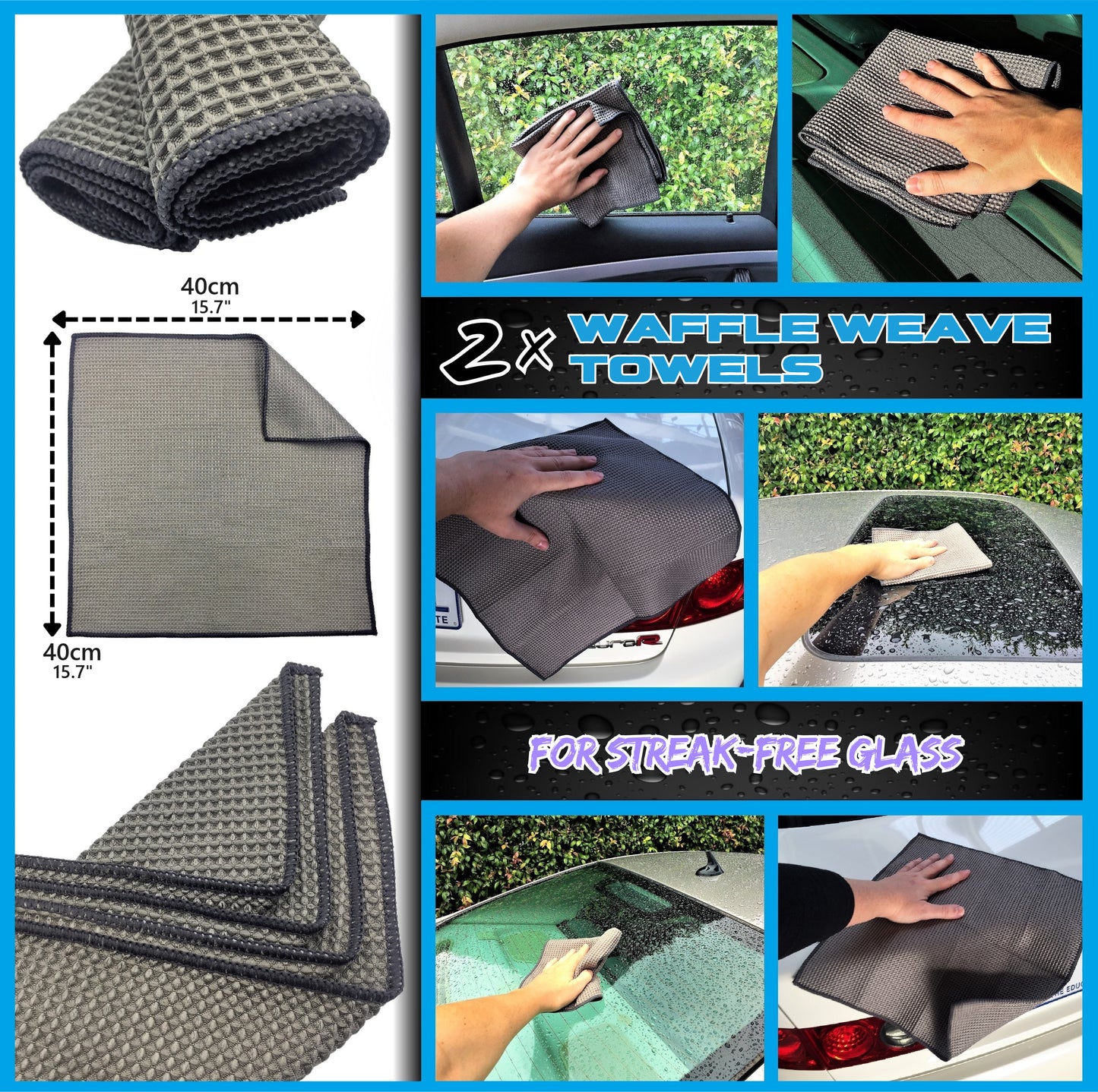 Sudz Budz® Premium Car Wash Kit 8pcs | Washing and Detailing Mitts, Microfibre Towels Set, Wheel Cleaning Brush, Detailing Brushes. Professional Detail Accessories for Exterior and Interior Car Care