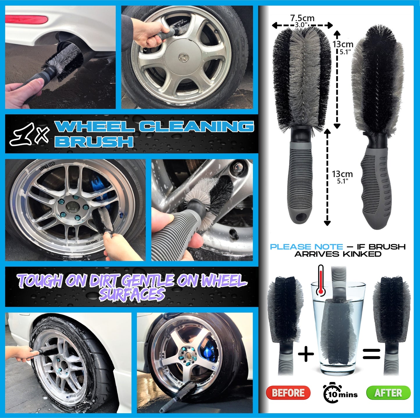 Sudz Budz® Premium Car Wash Kit 8pcs | Washing and Detailing Mitts, Microfibre Towels Set, Wheel Cleaning Brush, Detailing Brushes. Professional Detail Accessories for Exterior and Interior Car Care