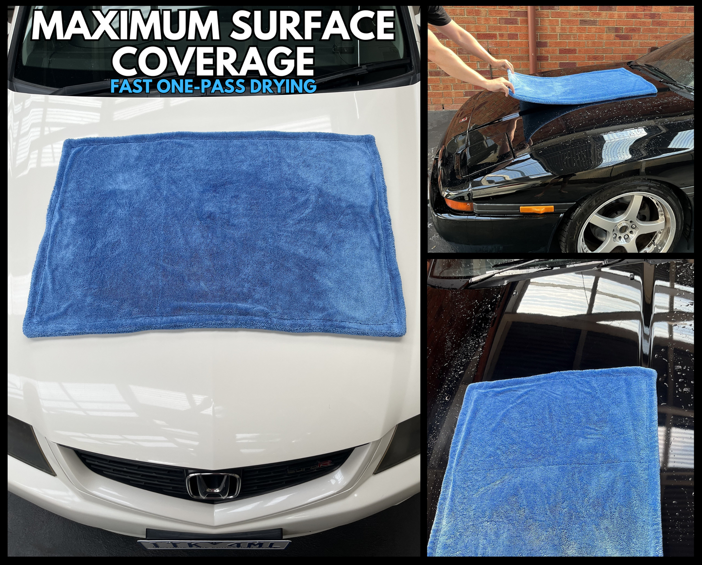 Sudz Budz® Premium Twisted Loop Microfibre Car Drying Towel XXL 1200GSM | 90 x 60cm Fast Streak-Free Drying, Ultra-Soft, Super Absorbent Cleaning Cloth | Thick, Dual-Sided, Edgeless, No Scratch Towel