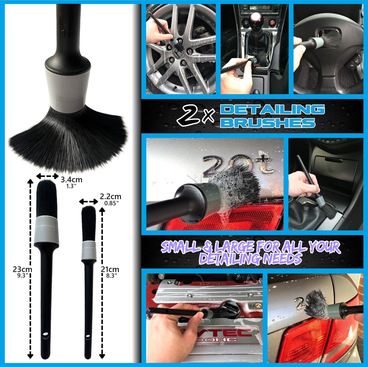 Sudz Budz® Premium Car Wash Kit 8pcs | Washing and Detailing Mitts, Microfibre Towels Set, Wheel Cleaning Brush, Detailing Brushes. Professional Detail Accessories for Exterior and Interior Car Care