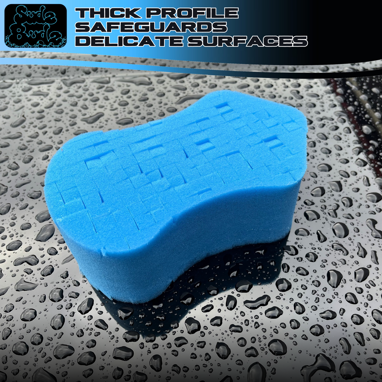 Sudz Budz® Premium Foam Ergonomic Grid Car Wash Sponge 1pc | Anti-Marring Sponge for Soap and Rinseless Washing | Cross-Cut, Easy Grip, Large Sponge. Durable, Soft, Scratch-Free Car Cleaning and Detailing