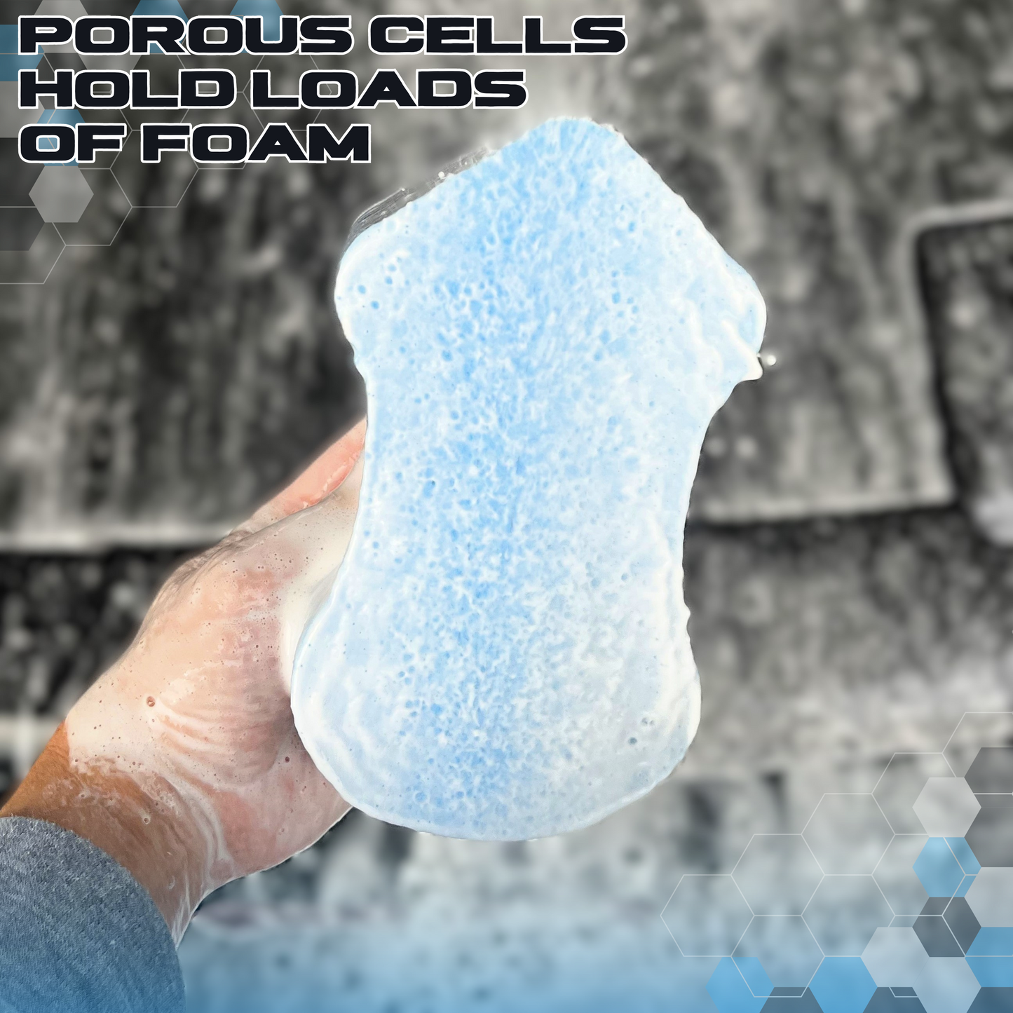 Sudz Budz® Premium Foam Ergonomic Grid Car Wash Sponge 1pc | Anti-Marring Sponge for Soap and Rinseless Washing | Cross-Cut, Easy Grip, Large Sponge. Durable, Soft, Scratch-Free Car Cleaning and Detailing